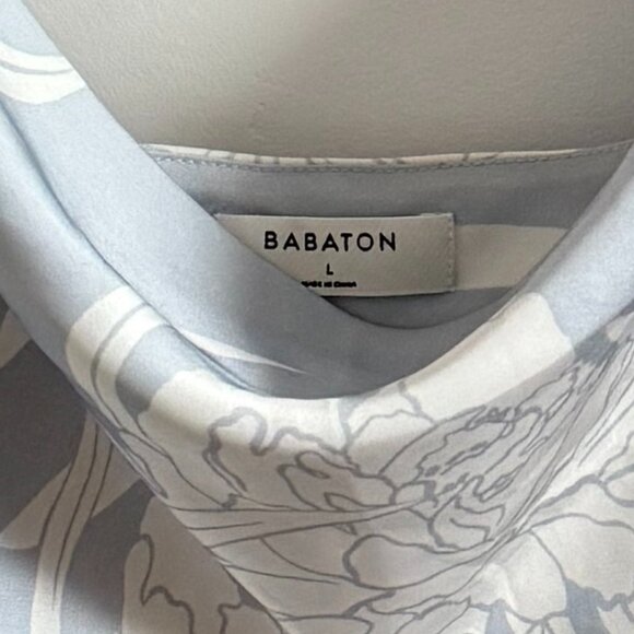 Aritzia Babaton Cowl-neck Blouse in colour Cement BL/Summer snow Size L - Picture 4 of 4